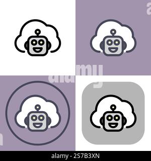 Artificial intelligence cloud symbol - artificial intelligence icon. Stock Vector