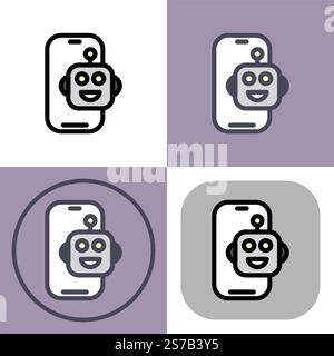 Artificial intelligence smartphone symbol - artificial intelligence icon. Stock Vector