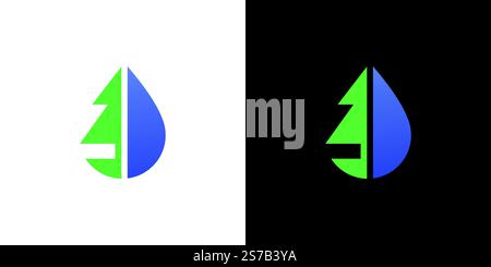 The combination of the pine tree and water logos forms an element of natural sustainability. Stock Vector