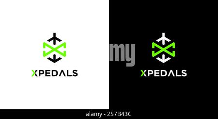 Unique and modern X pedal logo design for bicycle business Stock Vector