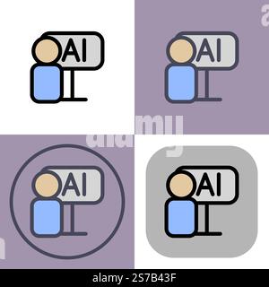 Teaching artificial intelligence - artificial intelligence icon. Stock Vector