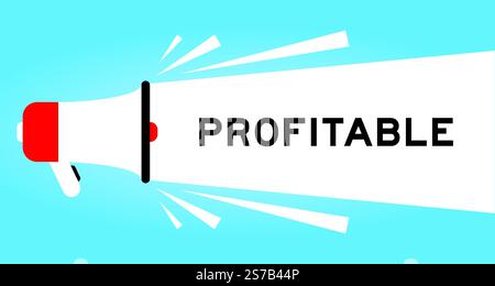 Color megaphone icon with word profitable in white banner on blue background Stock Vector