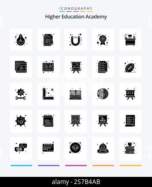 Creative Academy 25 Glyph Solid Black icon pack  Such As interior. school. time. recognition. award Stock Vector