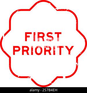 Grunge red first priority word rubber seal stamp on white background Stock Vector