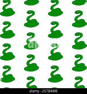 Vector illustration of green snake seamless pattern. Graphic line serpent silhouette design combined Chinese New Year celebration with snake zodiac si Stock Vector