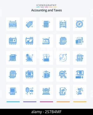 Creative Taxes 25 Blue icon pack  Such As finance. counter. finance. money. finance Stock Vector