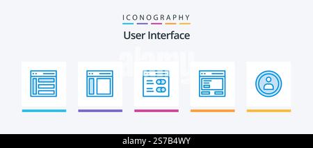 User Interface Blue 5 Icon Pack Including user. interface. user. to. communication. Creative Icons Design Stock Vector