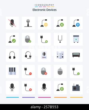 Creative Devices 25 Flat icon pack  Such As computers. hardware. gadget. gadget. connected Stock Vector