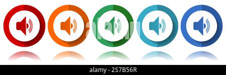 Volume vector icons, flat icon set for logo design, webdesign and mobile applications, colorful web button collection in eps 10 Stock Vector