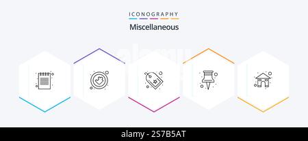Miscellaneous 25 Line icon pack including home page. work. bookmark. task. office Stock Vector