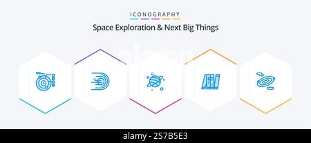 Space Exploration And Next Big Things 25 Blue icon pack including military. bot. light. autonomous. space Stock Vector