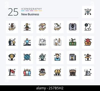 New Business 25 Line Filled icon pack including achievement. hand. pot. growth. love Stock Vector