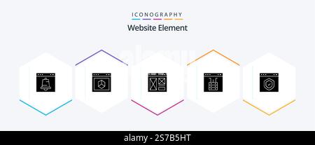 Website Element 25 Glyph icon pack including interface. browser. internet. web. internet Stock Vector