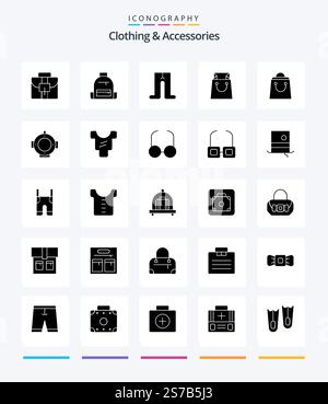 Creative Clothing & Accessories 25 Glyph Solid Black icon pack  Such As baby. helm. baby. diving. shop Stock Vector