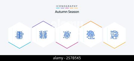 Autumn 25 Blue icon pack including autumn. leaf. thanksgiving. autumn. vine Stock Vector