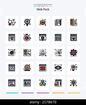Creative Web Pack 25 Line FIlled icon pack  Such As mouse. web. design. page. browser Stock Vector