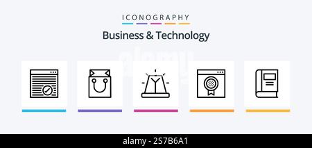 Business and Technology Line 5 Icon Pack Including education. world. bluetooth. mobile. browser. Creative Icons Design Stock Vector