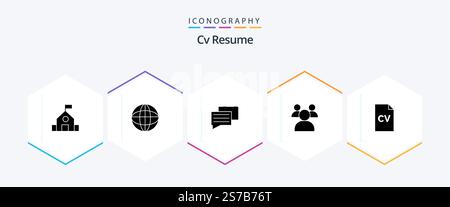Cv Resume 25 Glyph icon pack including . students . education. education . message Stock Vector