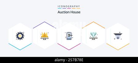 Auction 25 Flat icon pack including cctv. present. mobile. jewel. premium Stock Vector