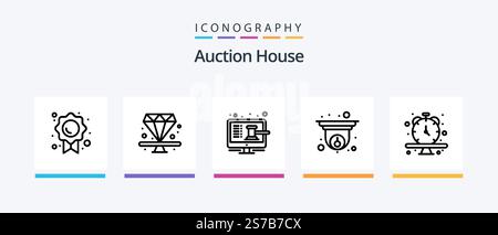 Auction Line 5 Icon Pack Including auction. online. deposit. screen. online. Creative Icons Design Stock Vector