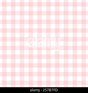 Check seamless pattern. Pink checks background. Repeated gingham geometric patern. Tablecloth style for prints design. Repeating texture checkered Stock Vector