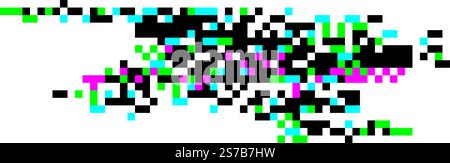 Pixelated abstract background featuring vibrant colors and a striking glitch effect, perfect for enhancing technology, video game, or cyberpunk themed Stock Vector