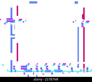 Colorful pixelated lines and squares creating a digital glitch art effect with a geometric and abstract style, representing a modern and technological Stock Vector