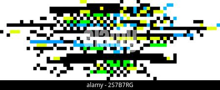 Colorful pixelated glitch art forms an abstract and chaotic digital pattern, capturing the essence of technology, disruption, and modern artistic expr Stock Vector