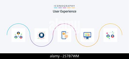 User Experience Flat 5 Icon Pack Including user. experience. contour. design. website Stock Vector