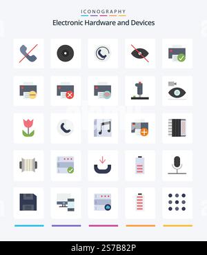 Creative Devices 25 Flat icon pack  Such As hardware. devices. phone. connected. view Stock Vector