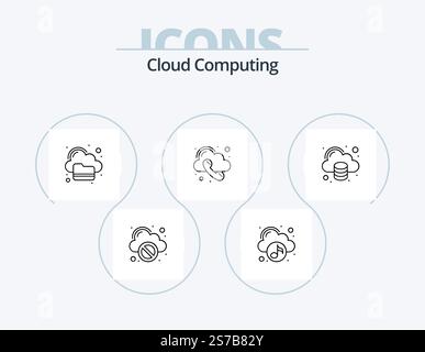Cloud Computing Line Icon Pack 5 Icon Design. upload. pin. cloud. map. cloud Stock Vector