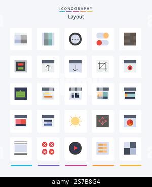 Creative Layout 25 Flat icon pack  Such As layout. bricks layout. order. settings. loading Stock Vector
