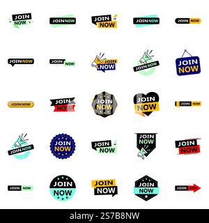 25 High quality Typographic Designs for a professional recruitment promotion Join Now Stock Vector