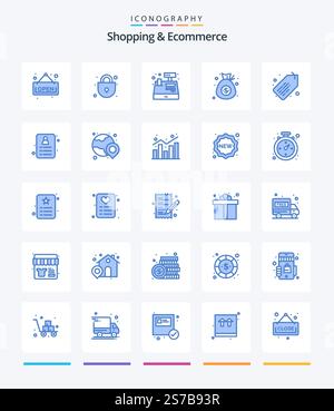 Creative Shopping & Ecommerce 25 Blue icon pack  Such As shopping. label. register. tag. dollar Stock Vector