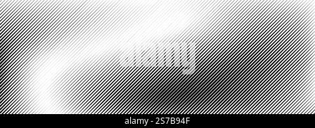 Fading linear gradient texture. Black diagonal striped gradation background. Thin to thick slanted pattern backdrop. Oblique vanishing parallel stroke wallpaper. Vector straight lines overlay Stock Vector