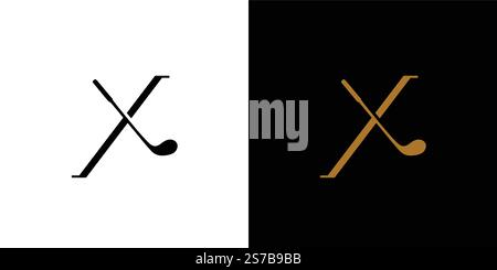 Unique and professional X Golf logo design Stock Vector