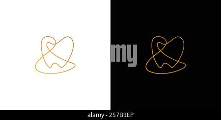 Elegant Minimalist Line Art Tooth Shape with Abstract Gold Lines Stock Vector