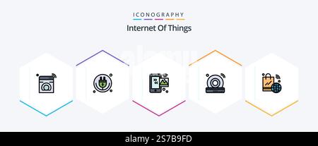 Internet Of Things 25 FilledLine icon pack including wifi. cd. iot. wifi. internet of things Stock Vector