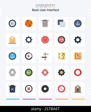 Creative Basic 25 Flat icon pack  Such As interface. basic. delete. application. duplicate Stock Vector