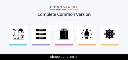 Complete Common Version Glyph 5 Icon Pack Including direction. compare. interior. business. remove. Creative Icons Design Stock Vector