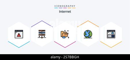 Internet 25 FilledLine icon pack including browser. online. cloud. internet. storage Stock Vector