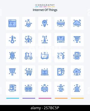Creative Internet Of Things 25 Blue icon pack  Such As iot. internet. wifi. ac. iot Stock Vector