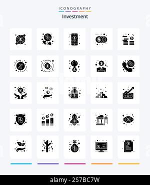 Creative Investment 25 Glyph Solid Black icon pack  Such As money. asset. banking. money. finance Stock Vector