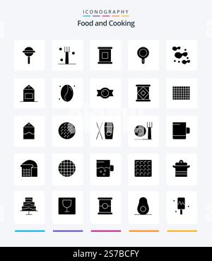 Creative Food 25 Glyph Solid Black icon pack  Such As yogurt. milk. preserves. potato. chips Stock Vector