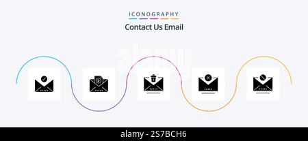 Email Glyph 5 Icon Pack Including mail. email. email. email. cancel Stock Vector