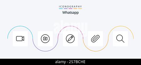 Whatsapp Line 5 Icon Pack Including . attach. ui. research Stock Vector