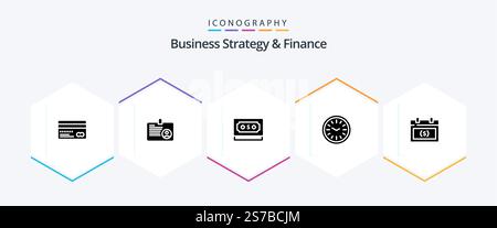 Business Strategy And Finance 25 Glyph icon pack including . currency . card . payment . dollar Stock Vector