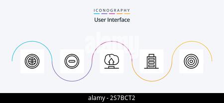 User Interface Line 5 Icon Pack Including user. interface. interface. basic. interface Stock Vector