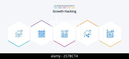 Hacking 25 Blue icon pack including money. secure. website. lock. target Stock Vector
