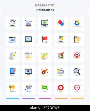 Notifications 25 Flat icon pack including notice. web. gear ...